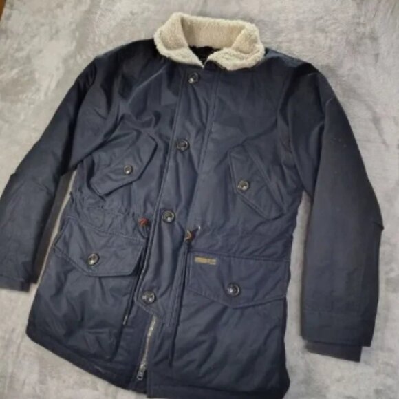 Abercrombie & Fitch Parka Chore Jacket Men's M Blue Military Pockets Goose Down - Picture 1 of 16
